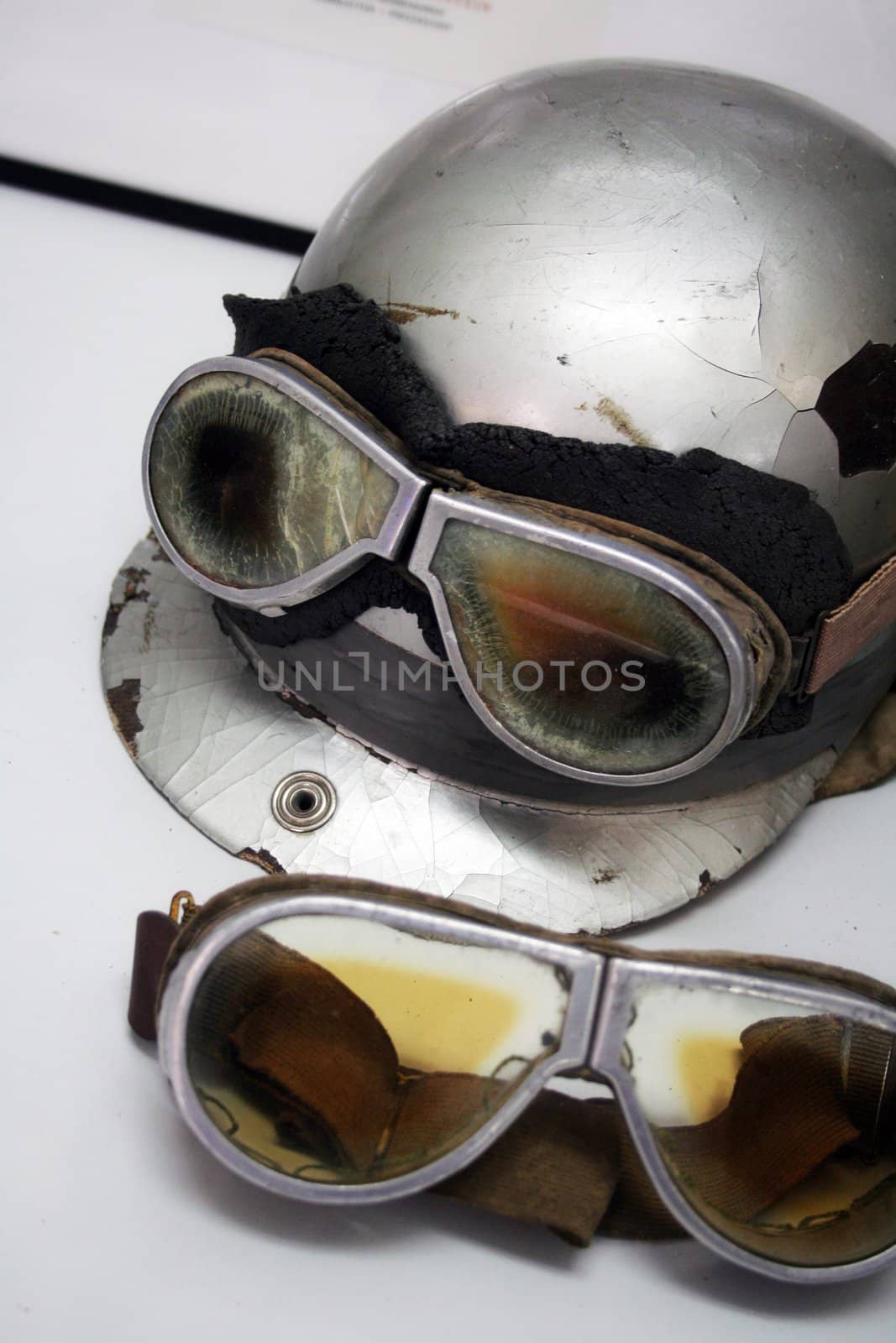 old helmet and glasses in retro style