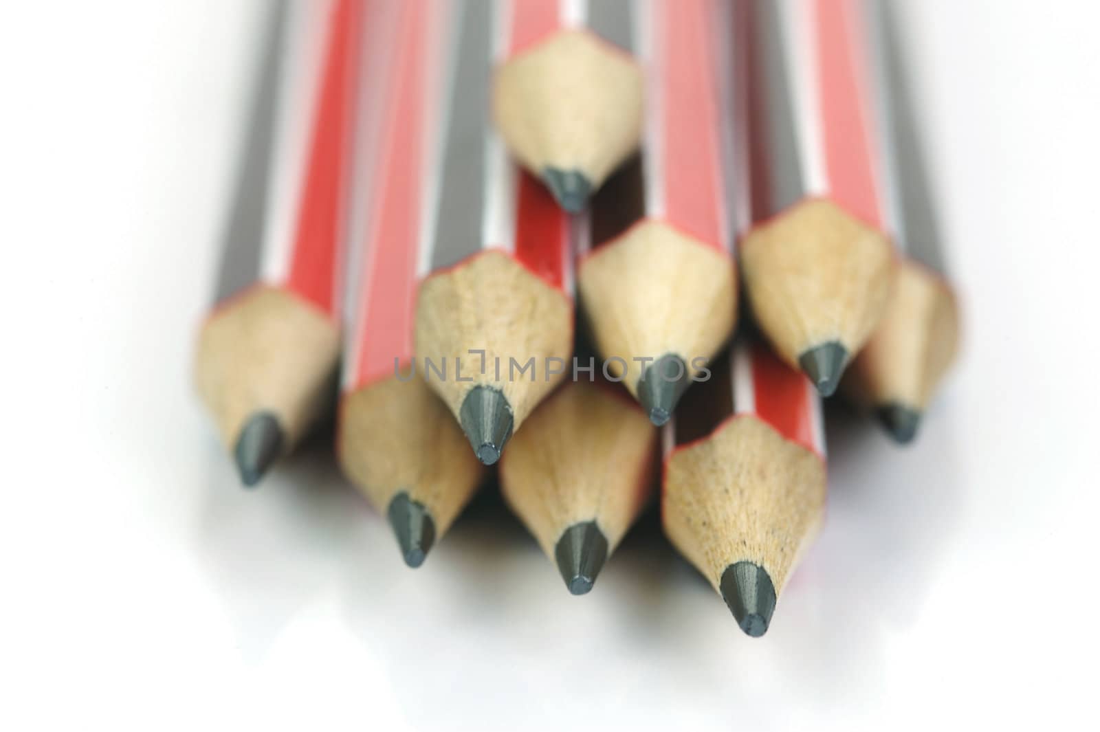 Lead pencils isolated against a white background