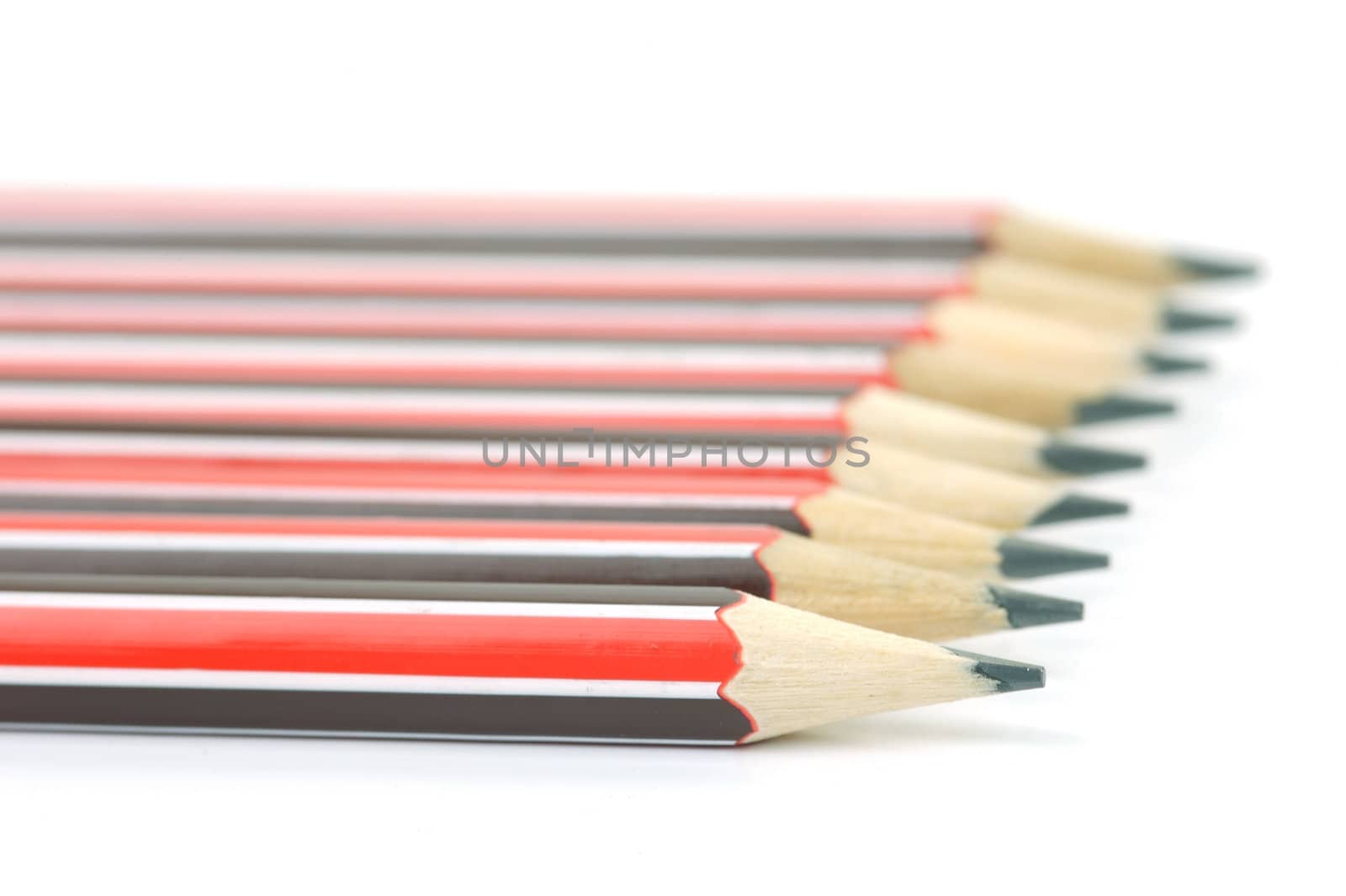 Lead pencils isolated against a white background