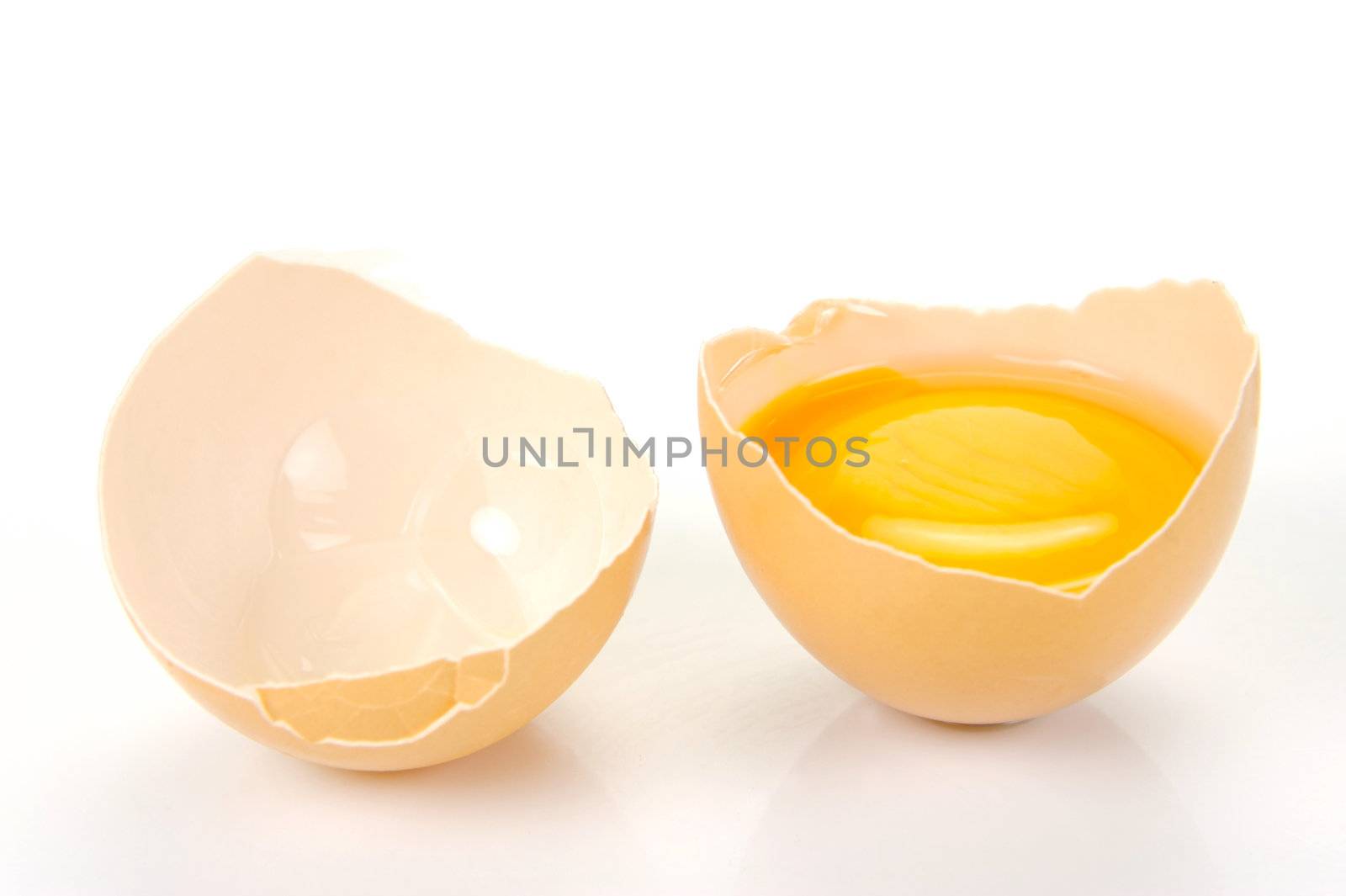 Free range eggs isolated against a white background