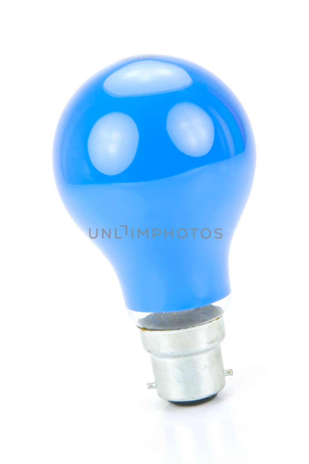 Colored light bulbs isolated against a white background