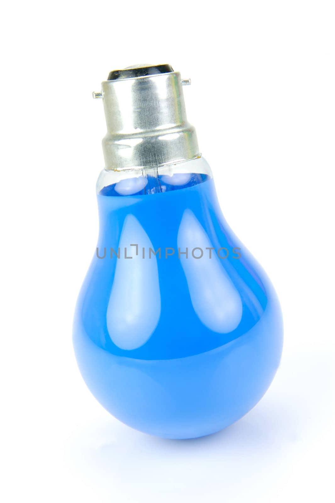 Colored light bulbs isolated against a white background