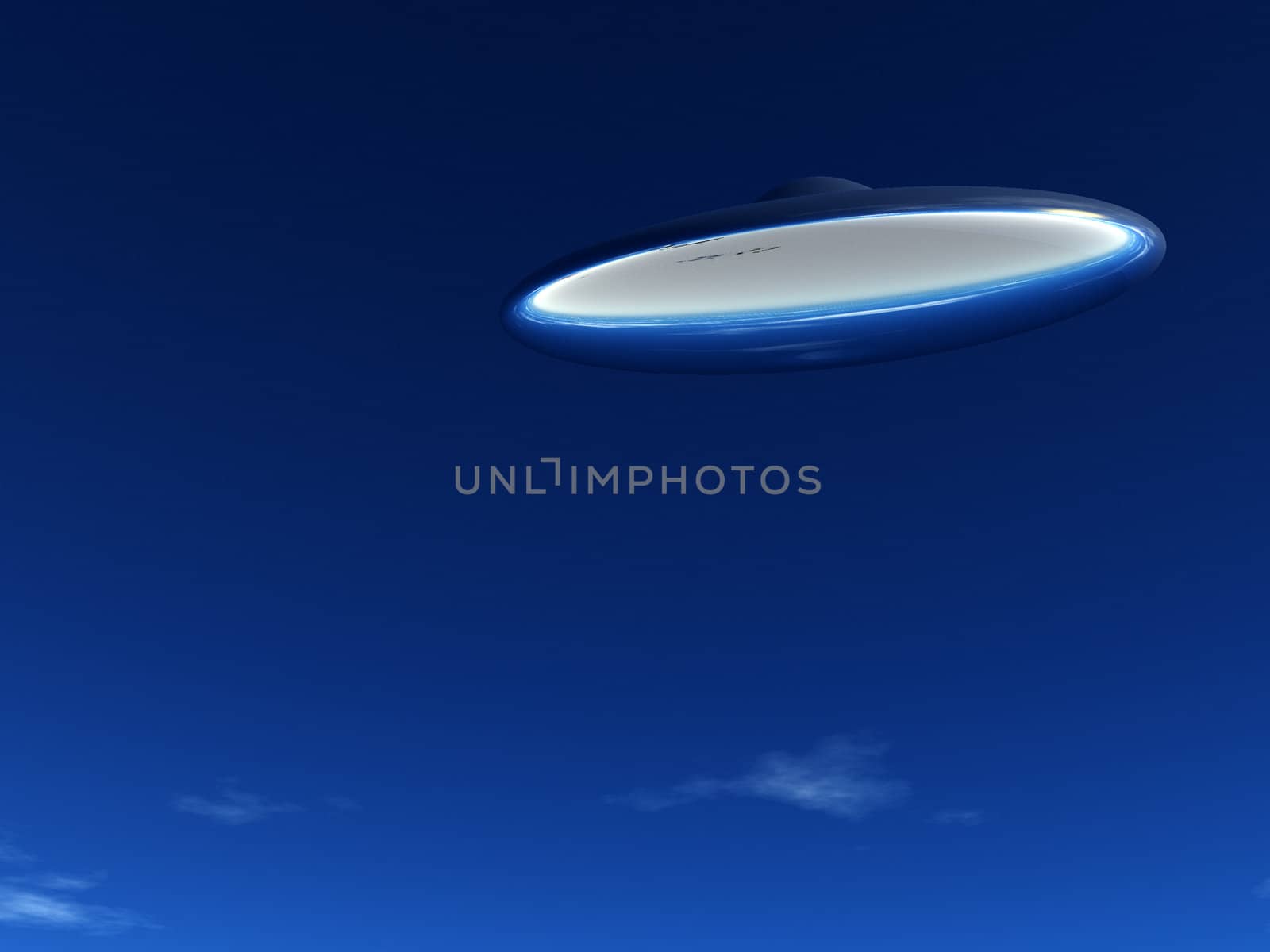 A UFO that is hovering in the sky.