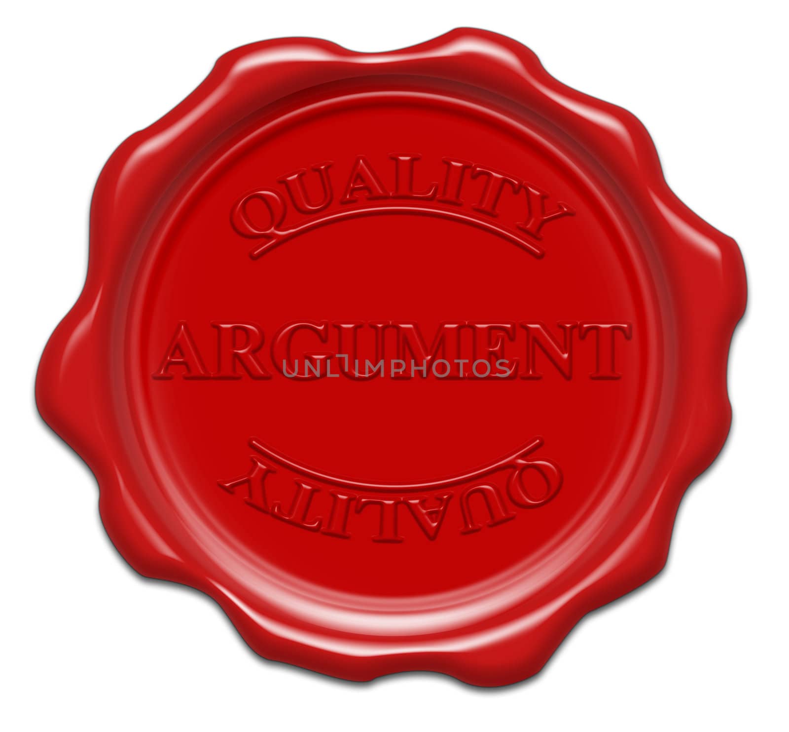 quality argument - illustration red wax seal isolated on white background with word : argument