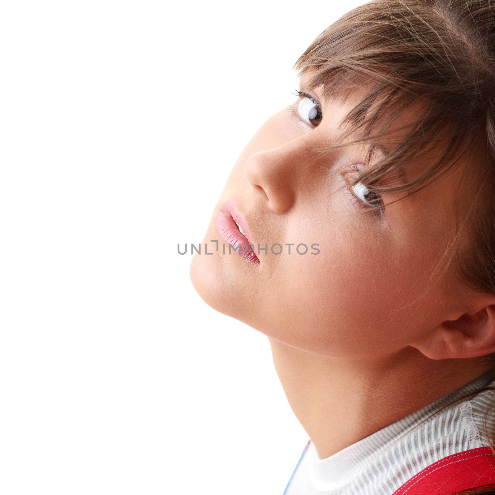 Young woman in rowing suit isolated