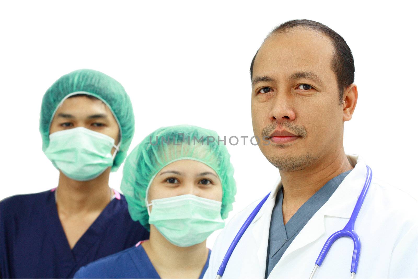 asian doctor and nurses