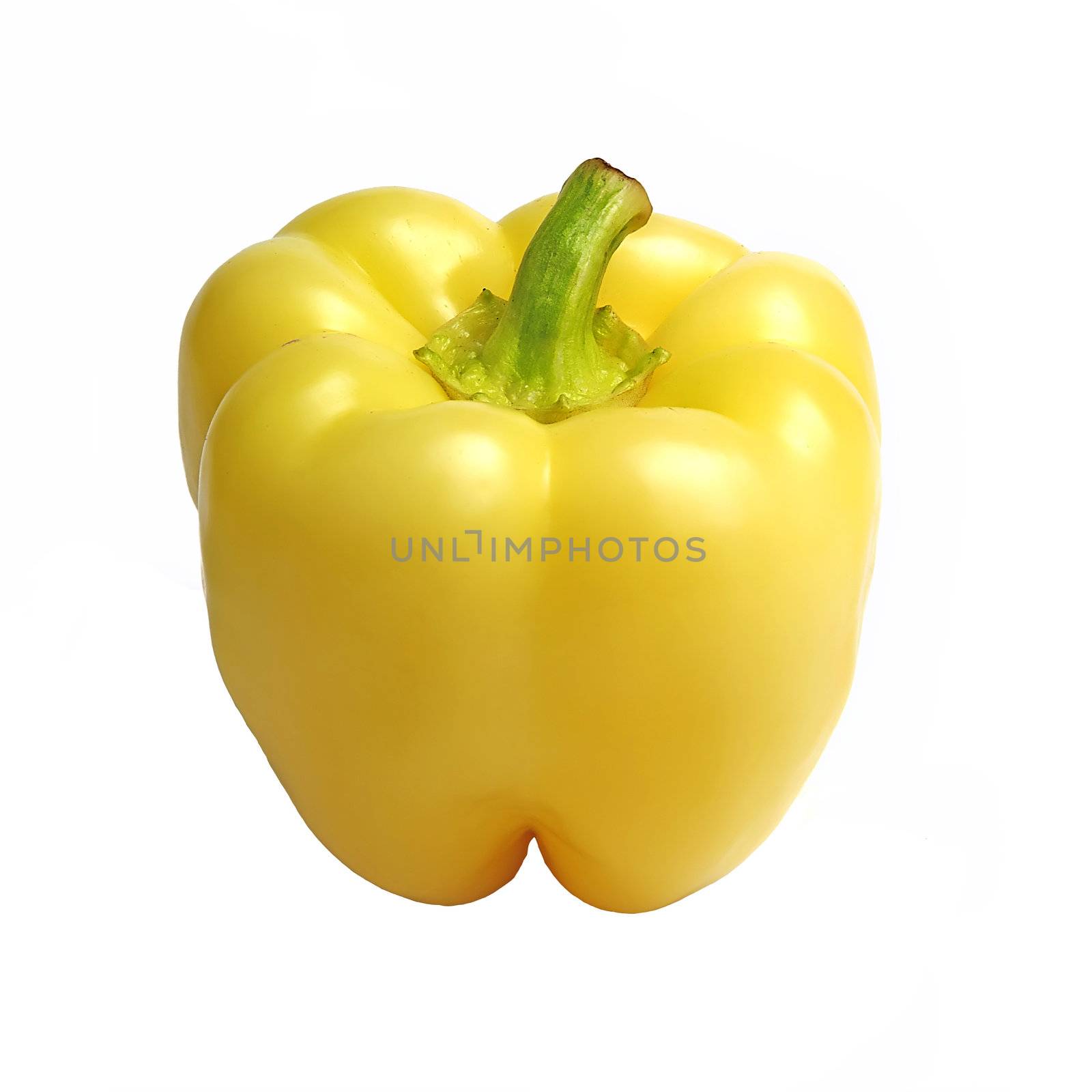 One yellow pepper isolated on white