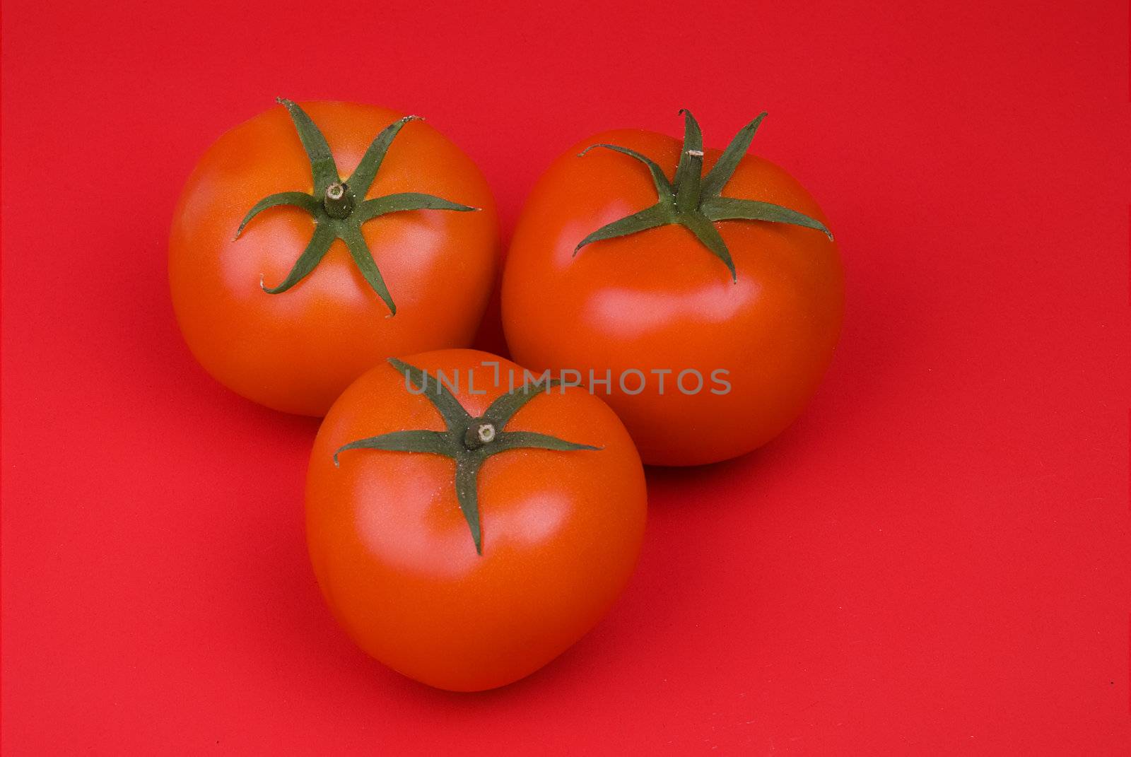 Group of red tomatos on red background