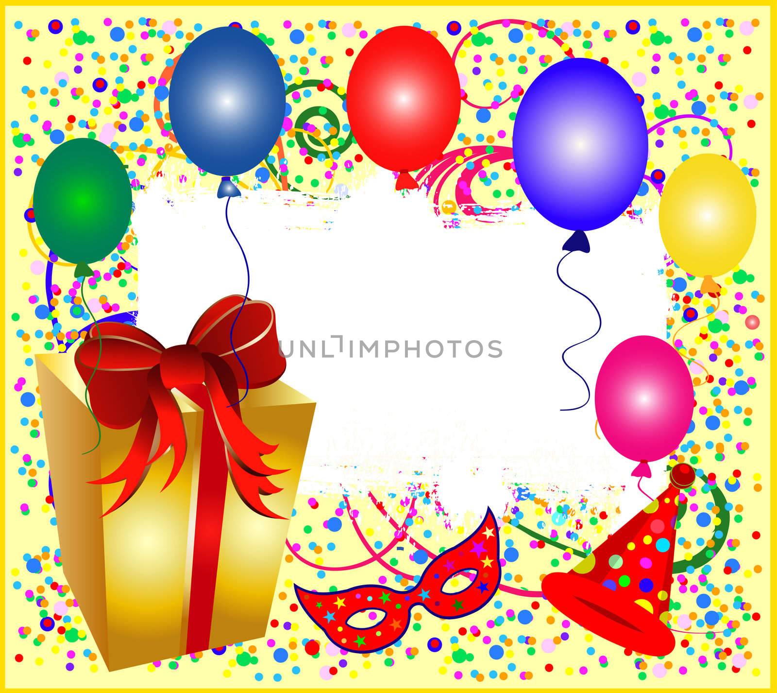 illustration of a colorful party background with balloons 