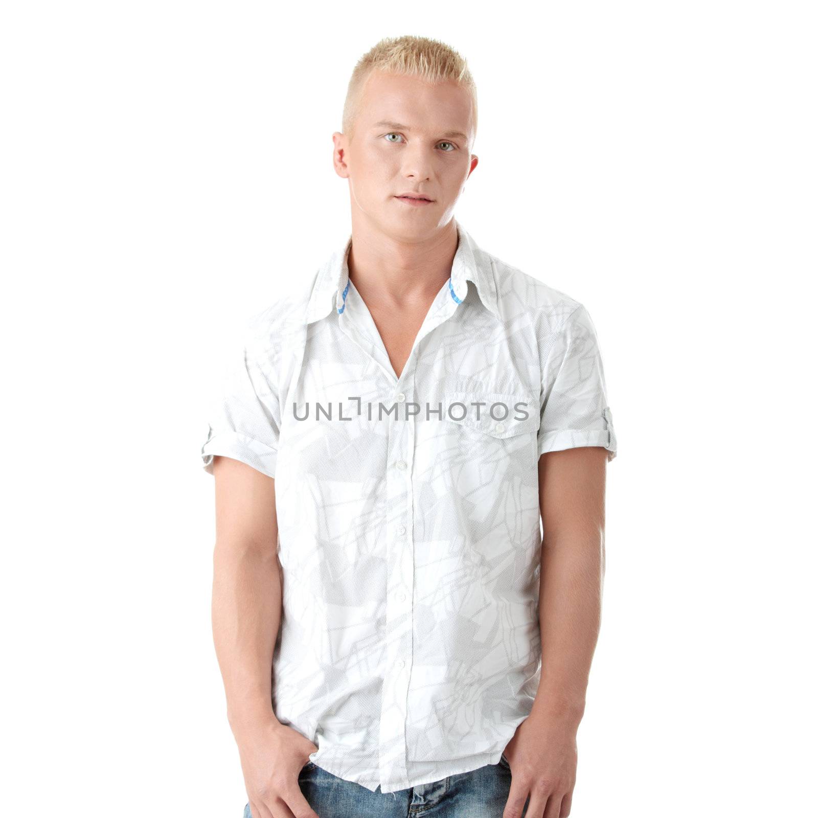 Casual man portrait - isolated over a white background