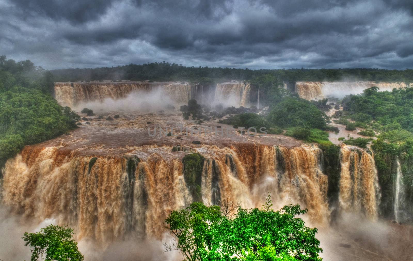 View of the Iguasu falls , Iguasu falls are the largest series of waterfalls on the planet located in the three borders of Brasil Argentina and Paraguay