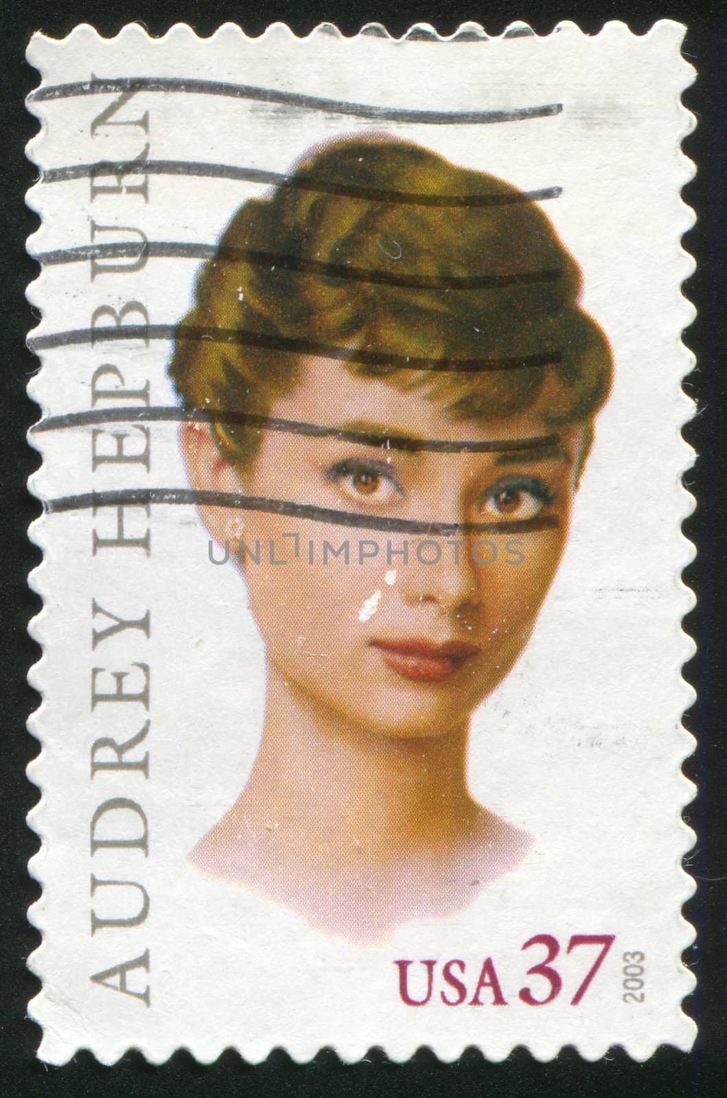 UNITED STATES - CIRCA 2003: stamp printed by United states, shows Audrey Hepburn, circa 2003