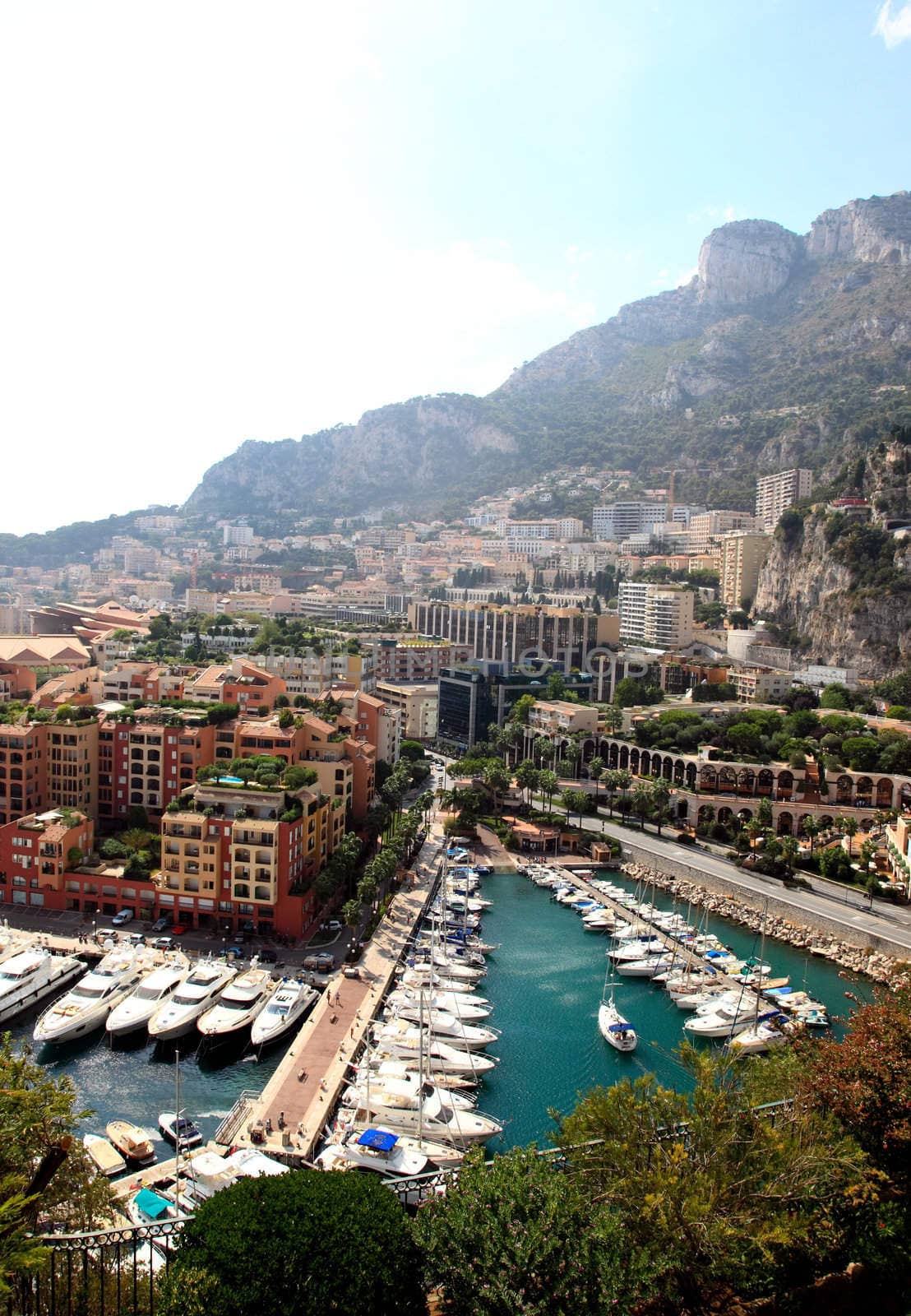 aerial view of the high-rise apartment complex and marina in Monaco
