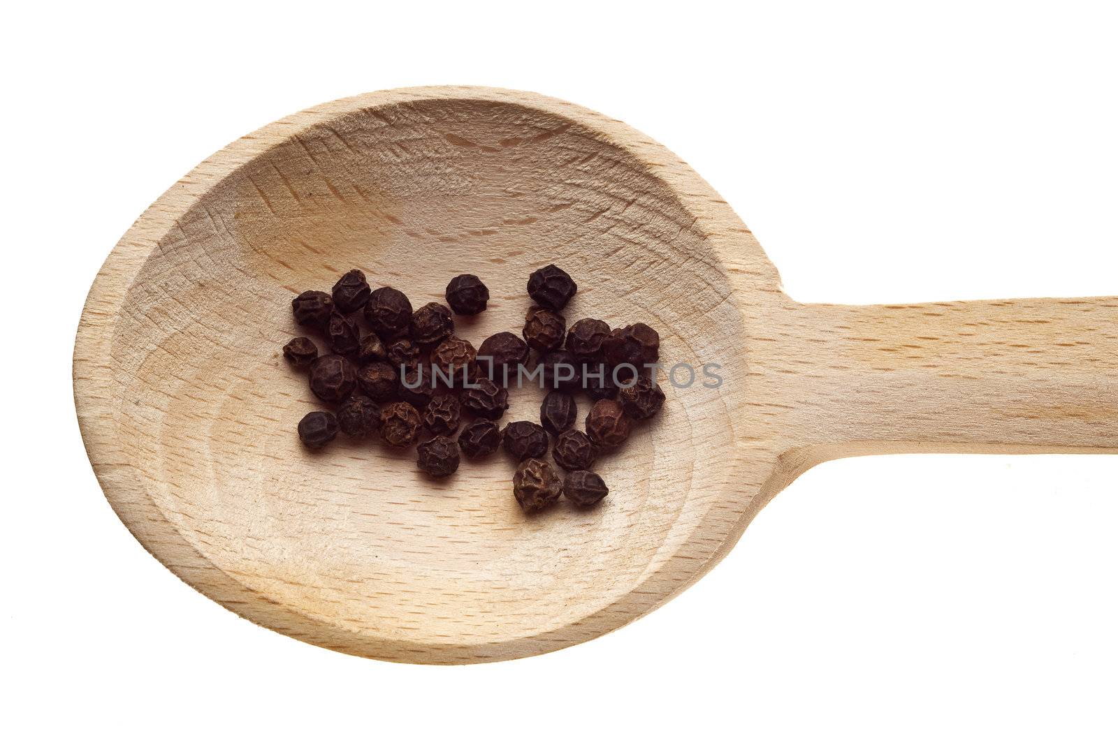 Herbs and spices on wooden spoons - pepper by adamr