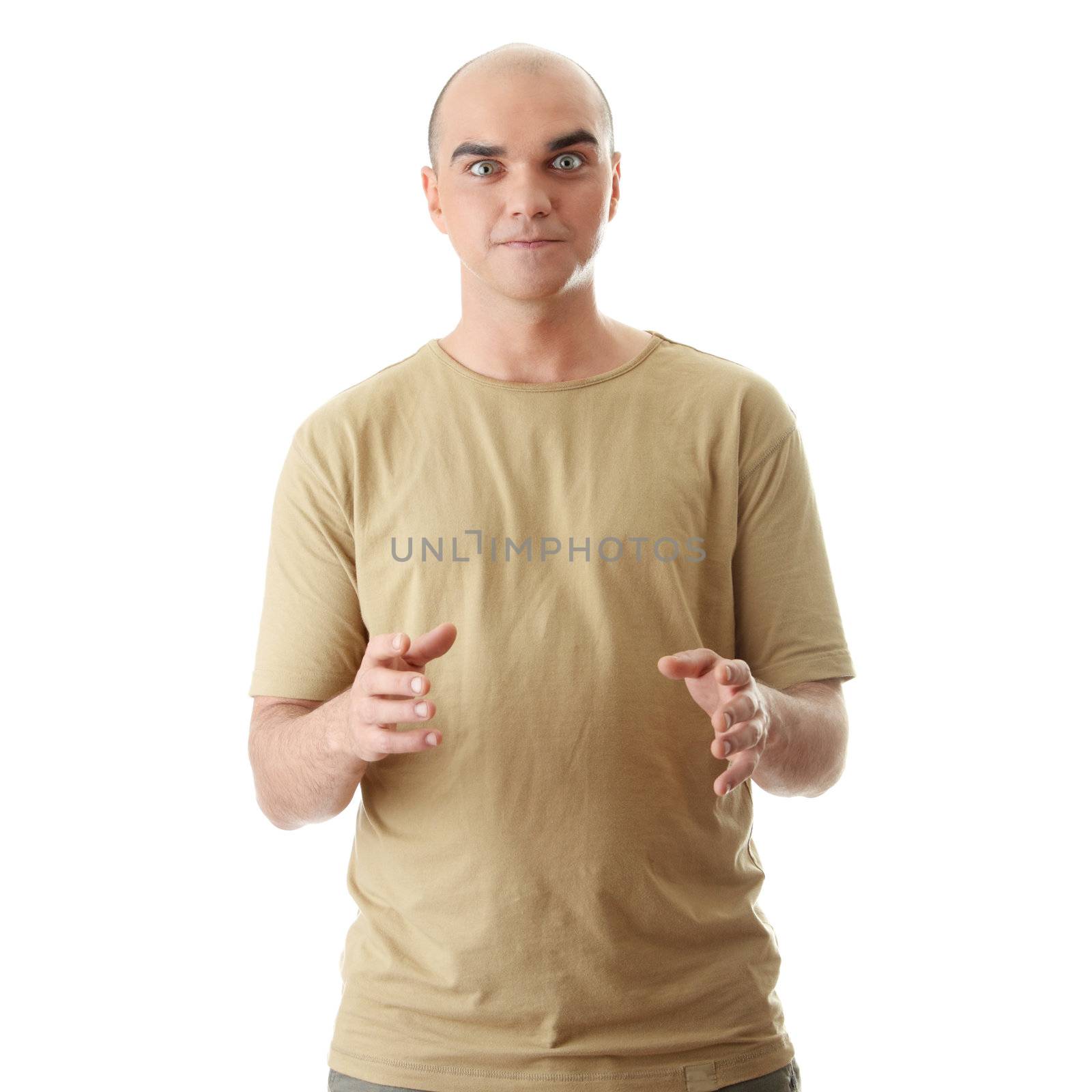 Man with happy facial expression isolated