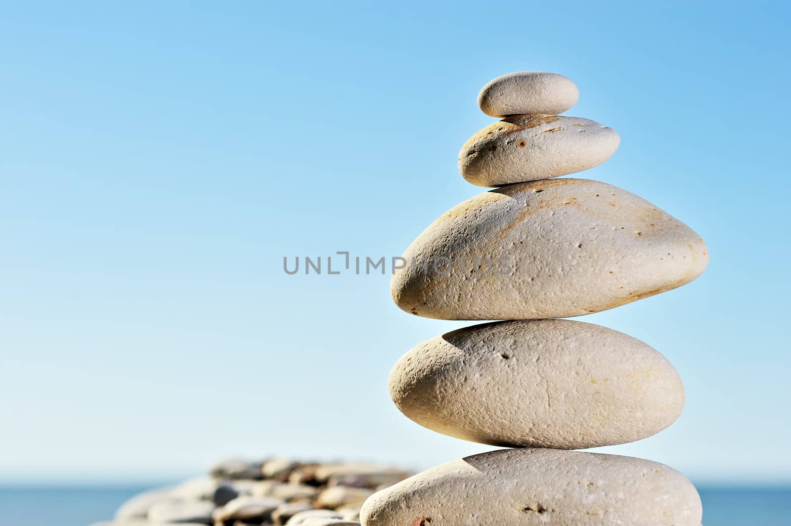 Construction of white gravel against a background the blue sky