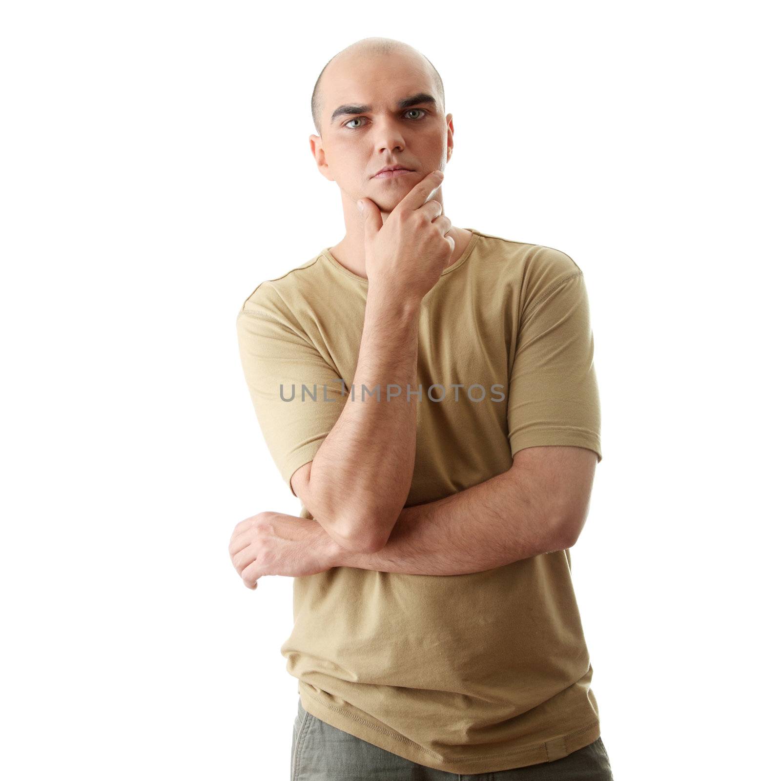 Casual man portrait, isolated on white