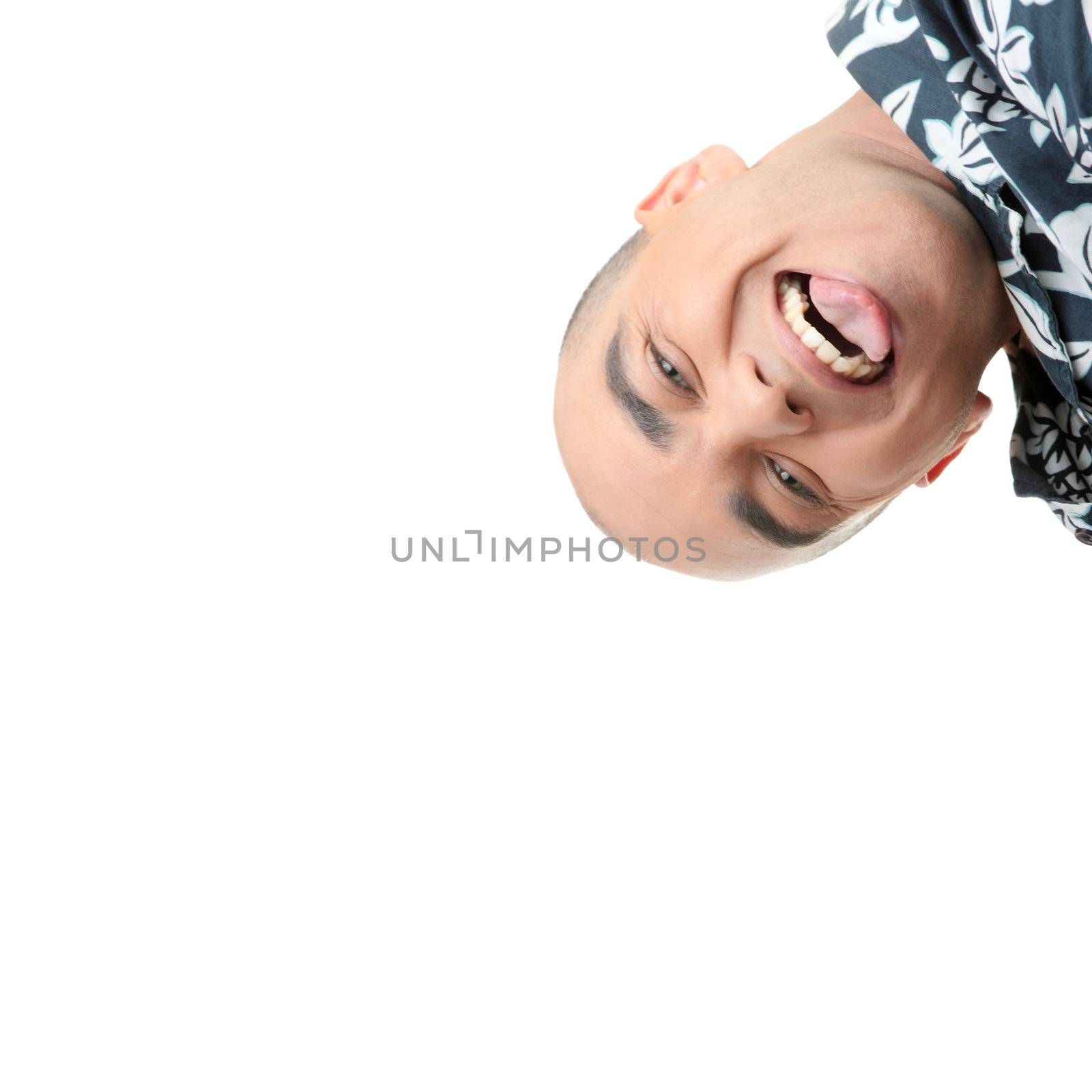 Man with happy facial expression isolated