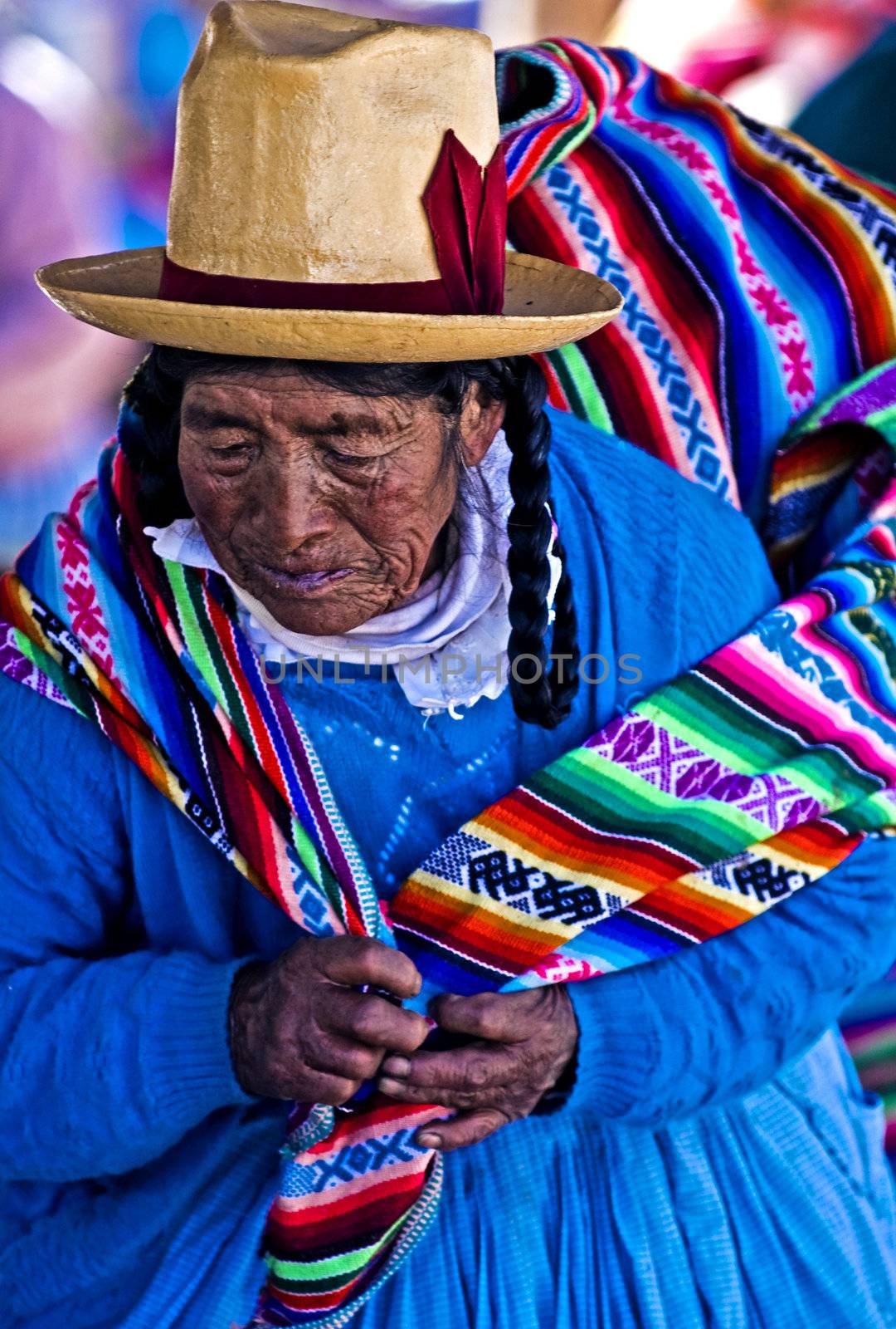 Cusco , Peru - May 27 : Peruvian woman in a market in Cusco Peru , May 27 2011