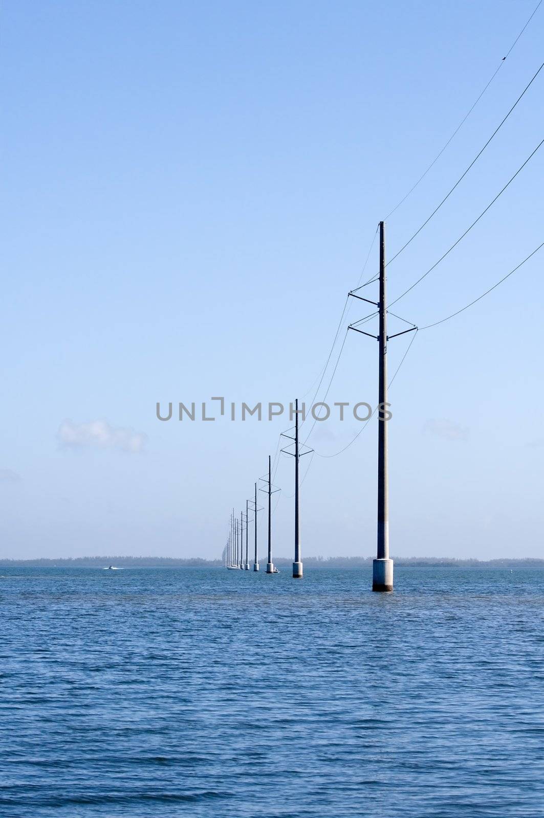 Electric power lines over water in florida