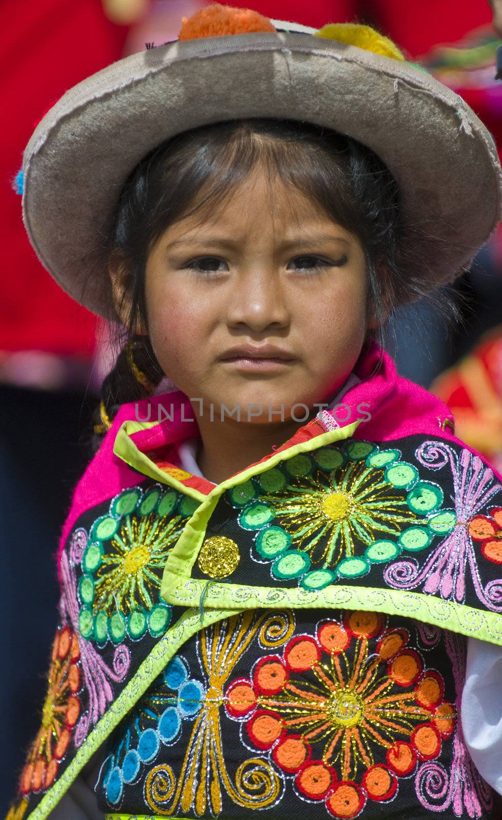 Cusco , Peru - May 25 : young participant in the "public education day"  held in Cusco Peru on May 25 2011