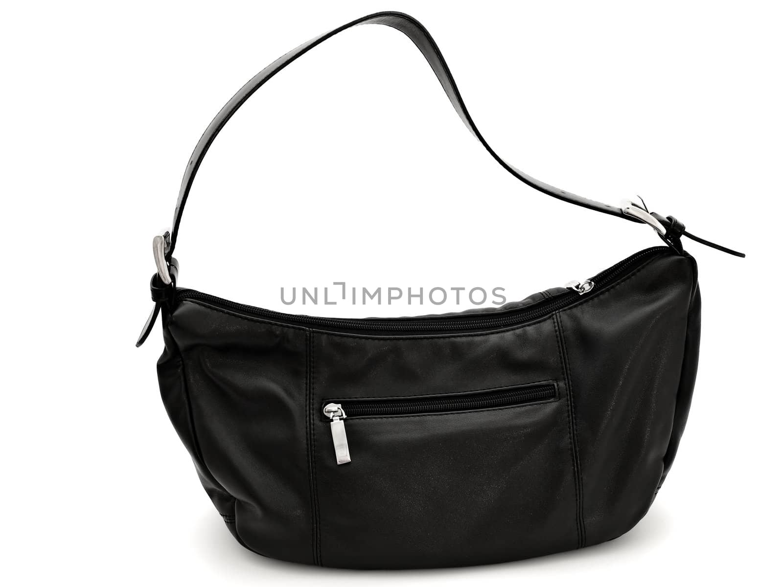 Photo of woman black handbag against the white background