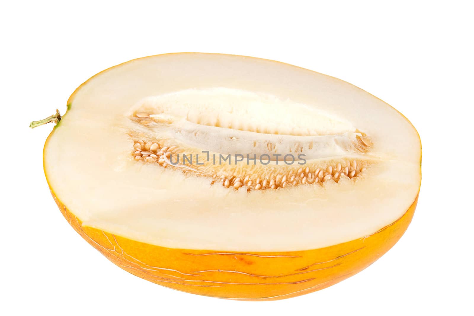 yellow ripe melon isolated on white background