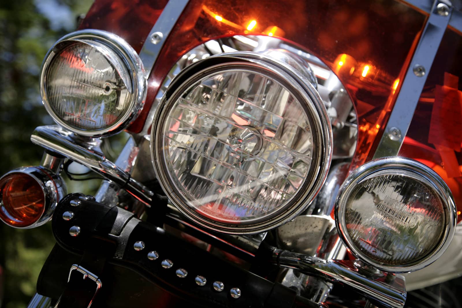 detail of a the headlights of a motorcycle