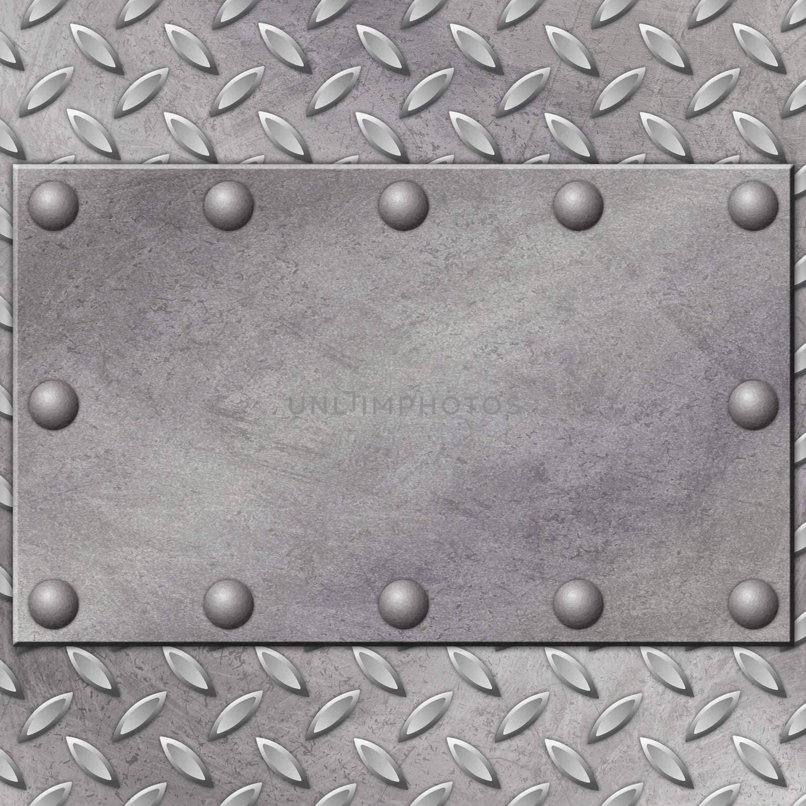 A Grunge Metal Background with Rivets