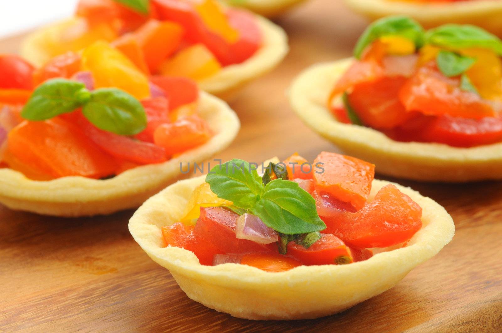 Italian styles appetizer of tomatoes, garlic and basil.