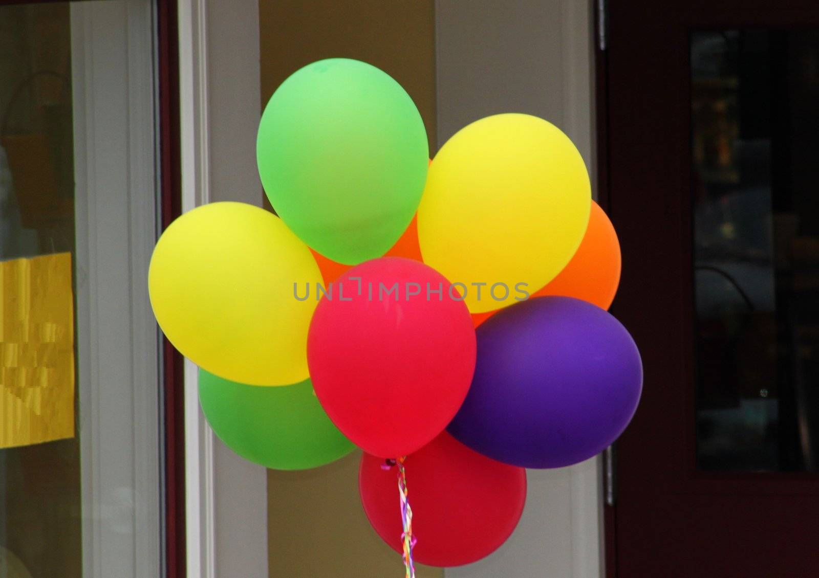 Group of very colorfull helium filled balloons