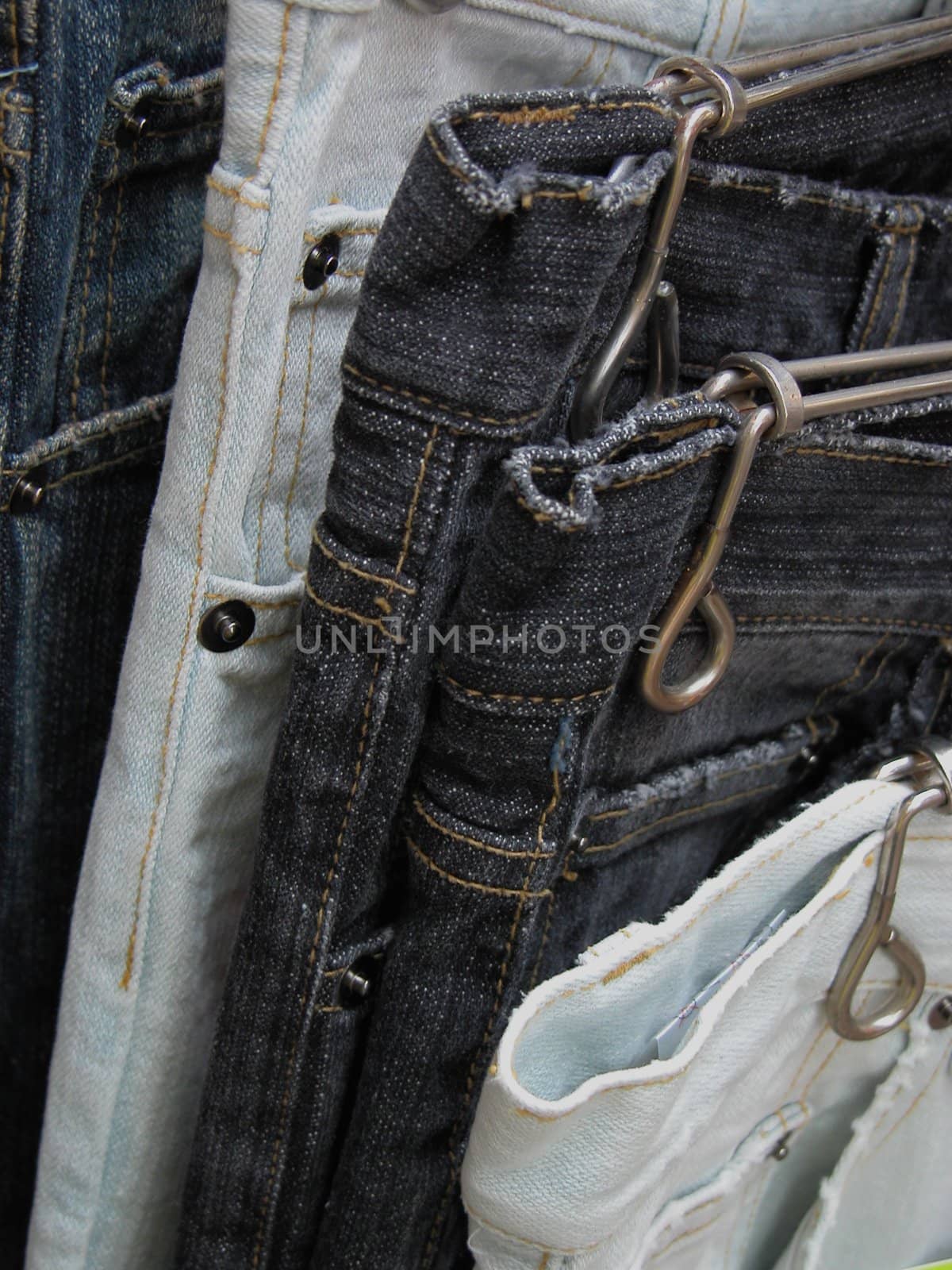 used jeans in a second hand street shop          