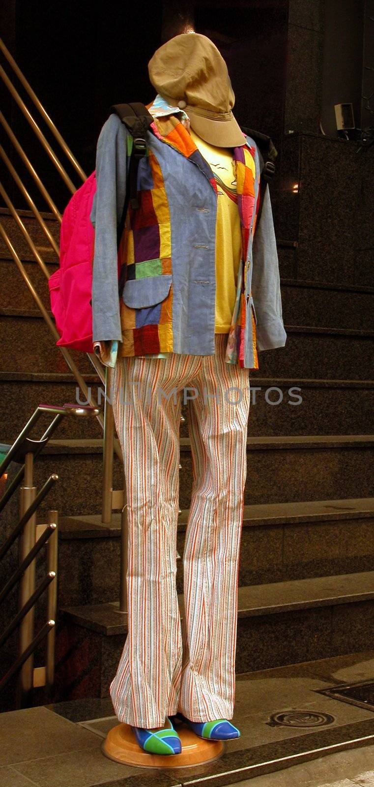 a mannequin wearing modern clothes          