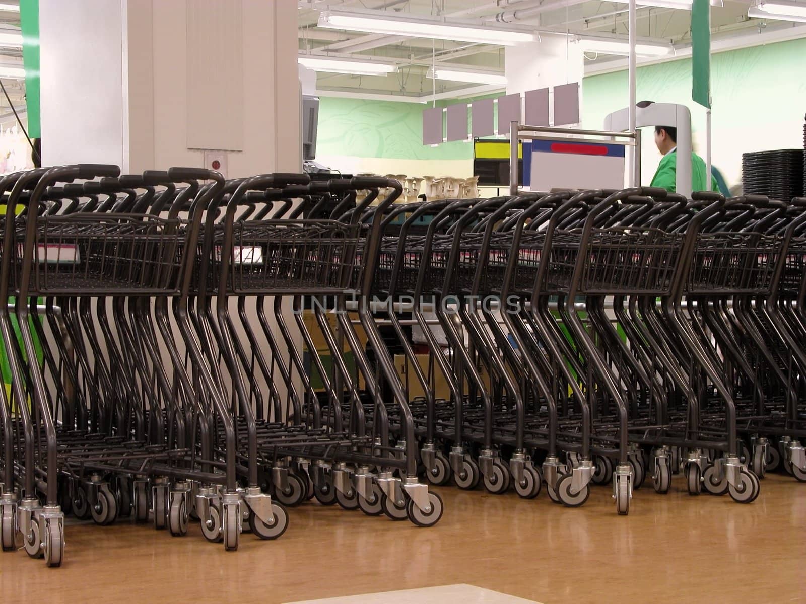 Aspect from a supermarket-shopping carts area          