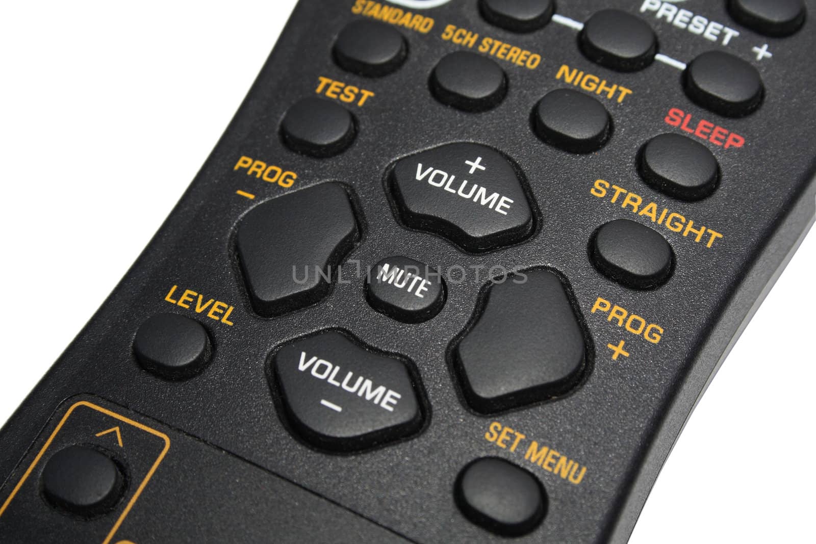 TV and DVD remote control on white background