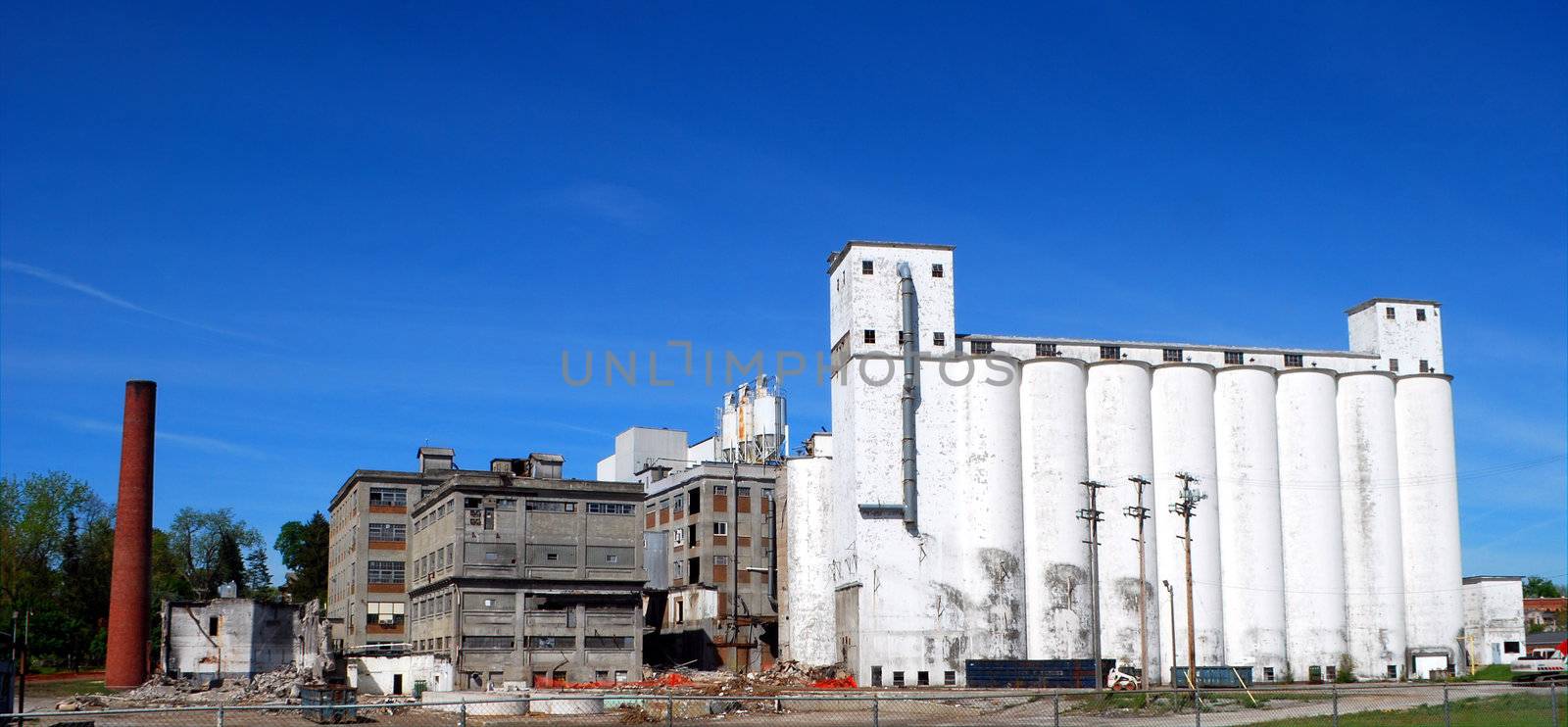 An old factory in the process of being torn down.