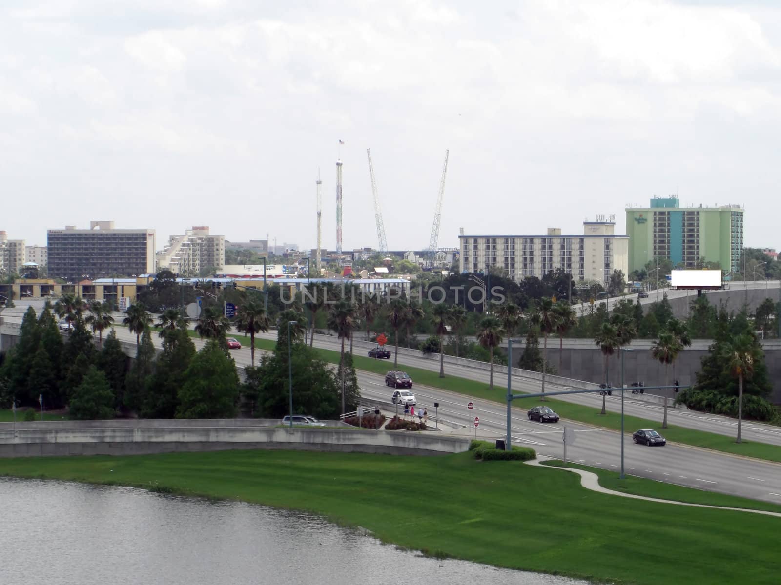 An over view of the city and the skyscrapers, some at a far distance