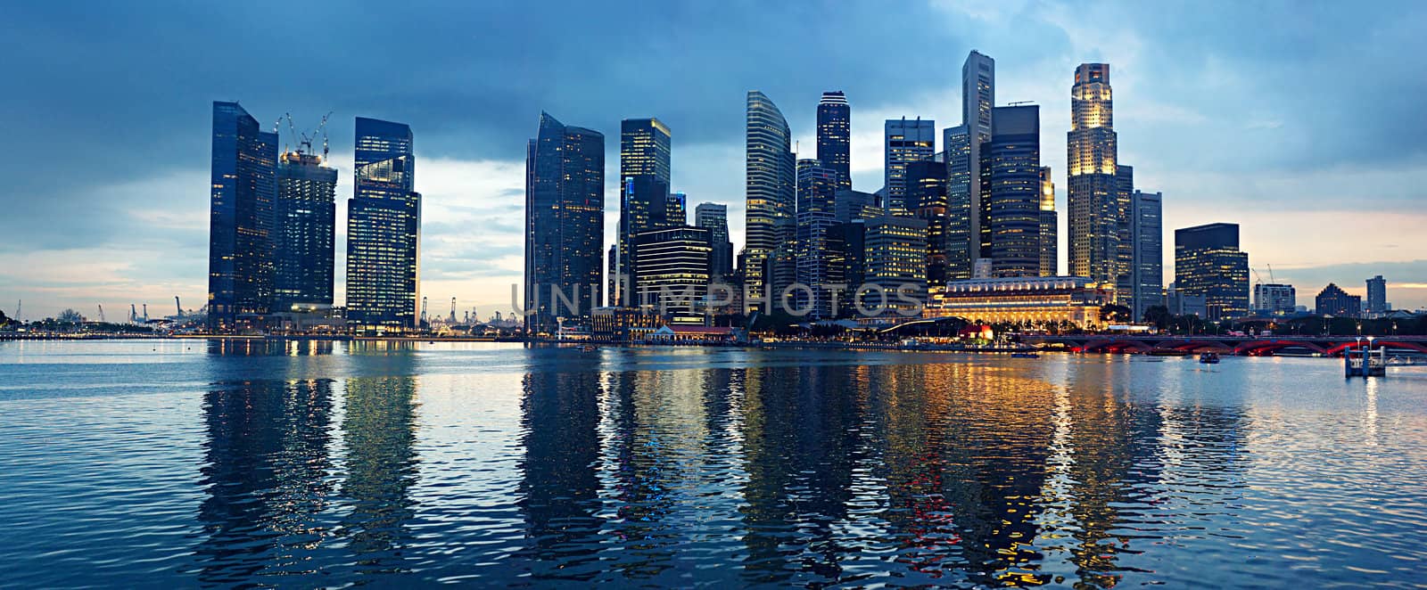 Panorama of Singapore in the beautiful evening