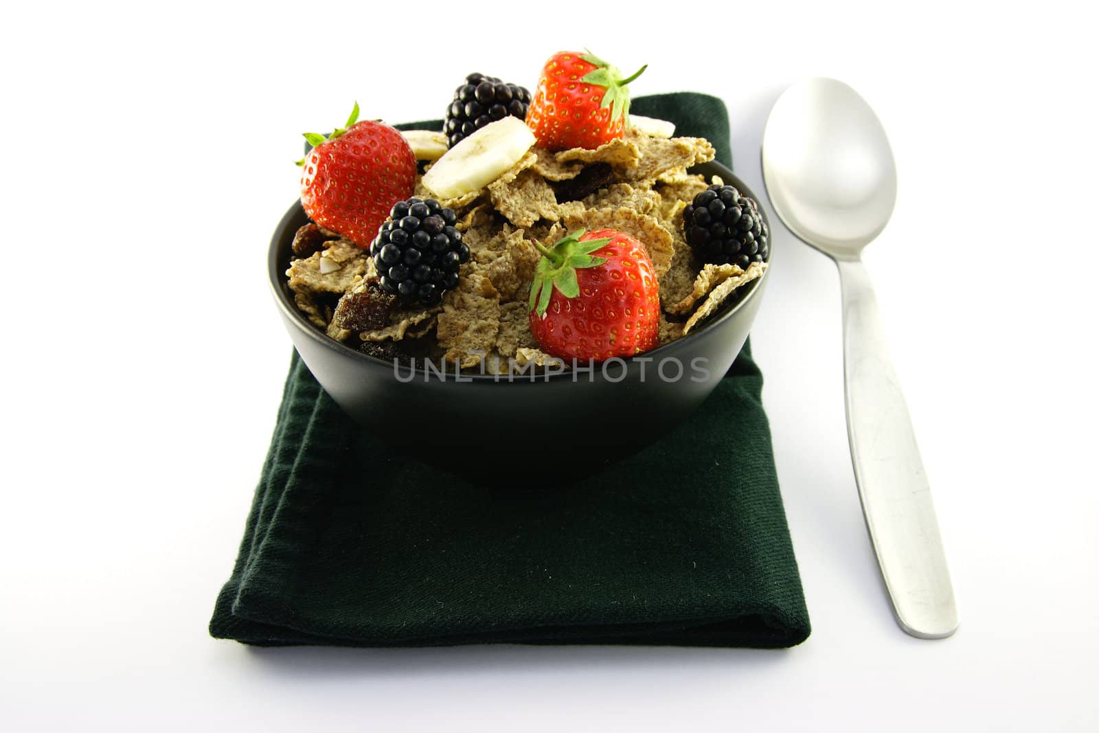 Bran Flakes in a Black Bowl by KeithWilson