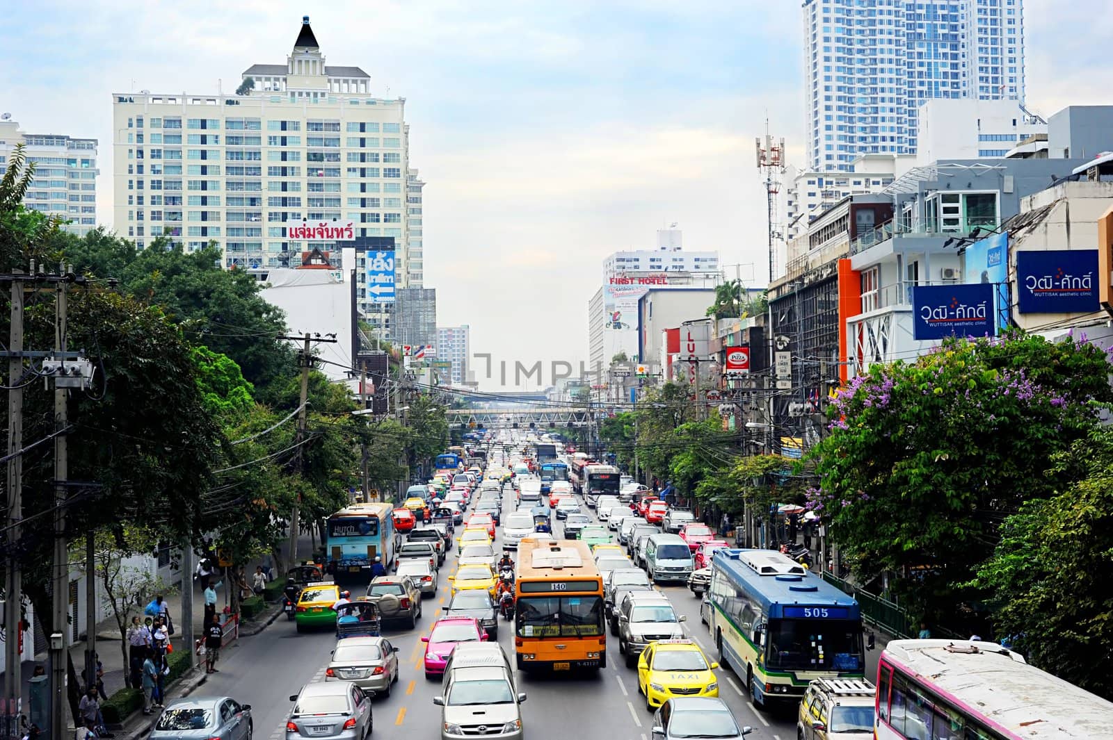 Bangkok, Thailand - March 26, 2011: Traffic jam in Bangkok. Bangkok had one of the worst traffic problems in the world with unbelievable traffic jams.