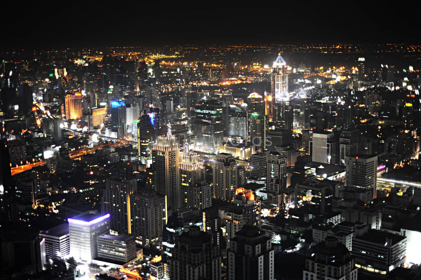 Skyline of Bangkok from Baiyoke Sky Hotel at Night