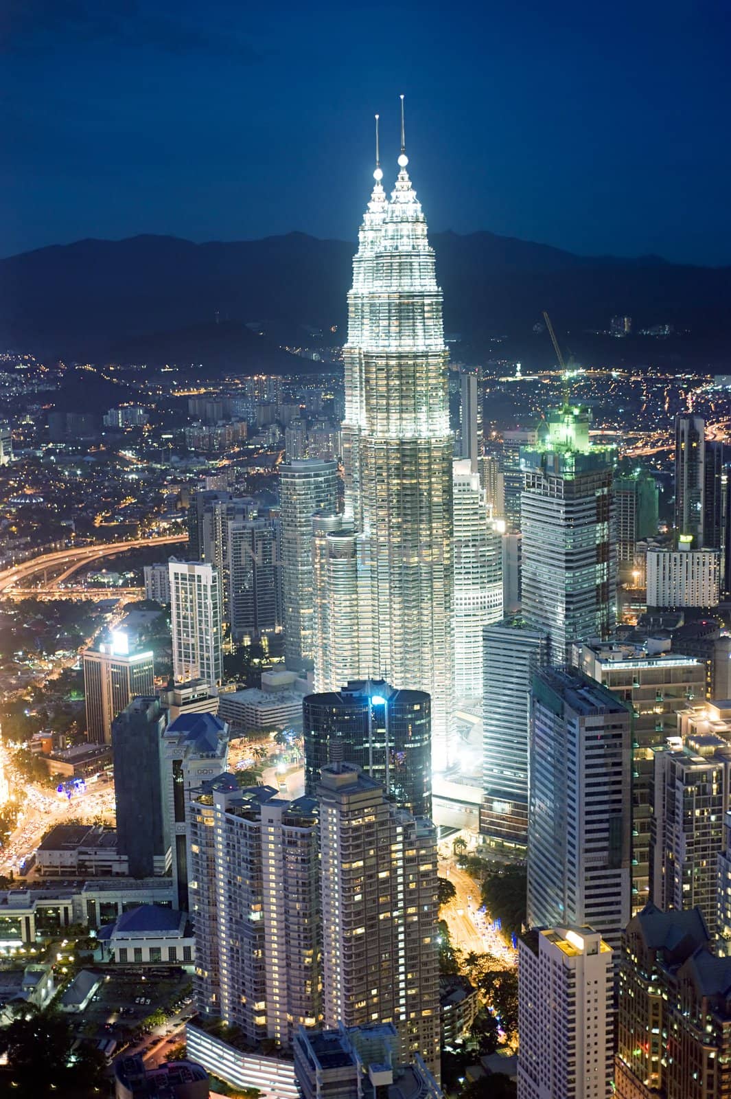 Panorama of Kuala Lumpur from KL Tower in the night. Malaysia