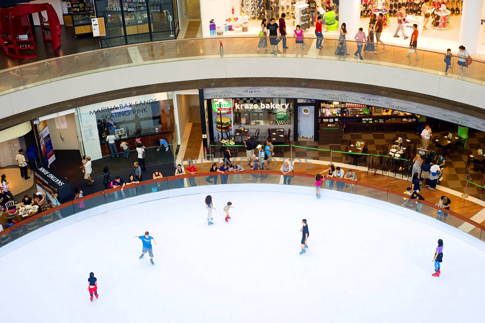 Singapore, Republic of Singapore - May 02, 2011: Sky rink in a shopping centre at Marina Bay Sands Resort