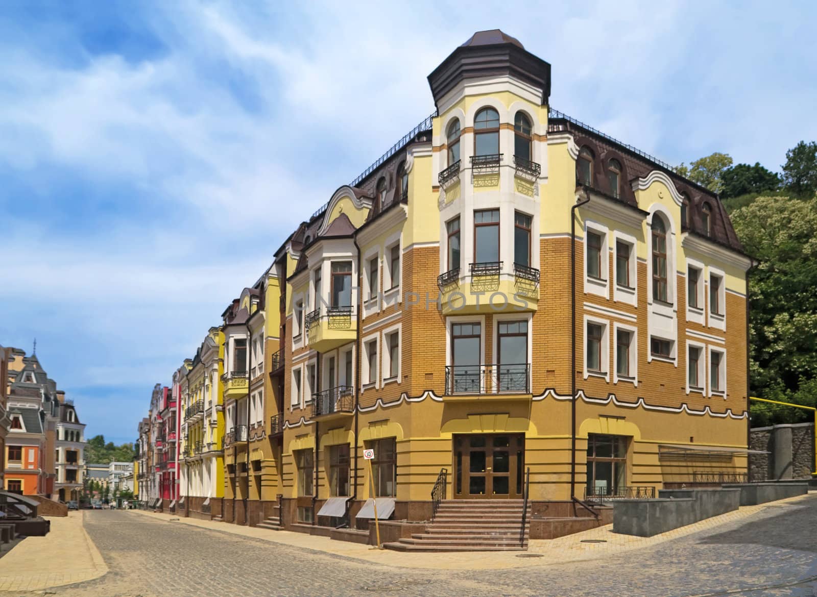 Old district of Kyiv with small beautiful houses