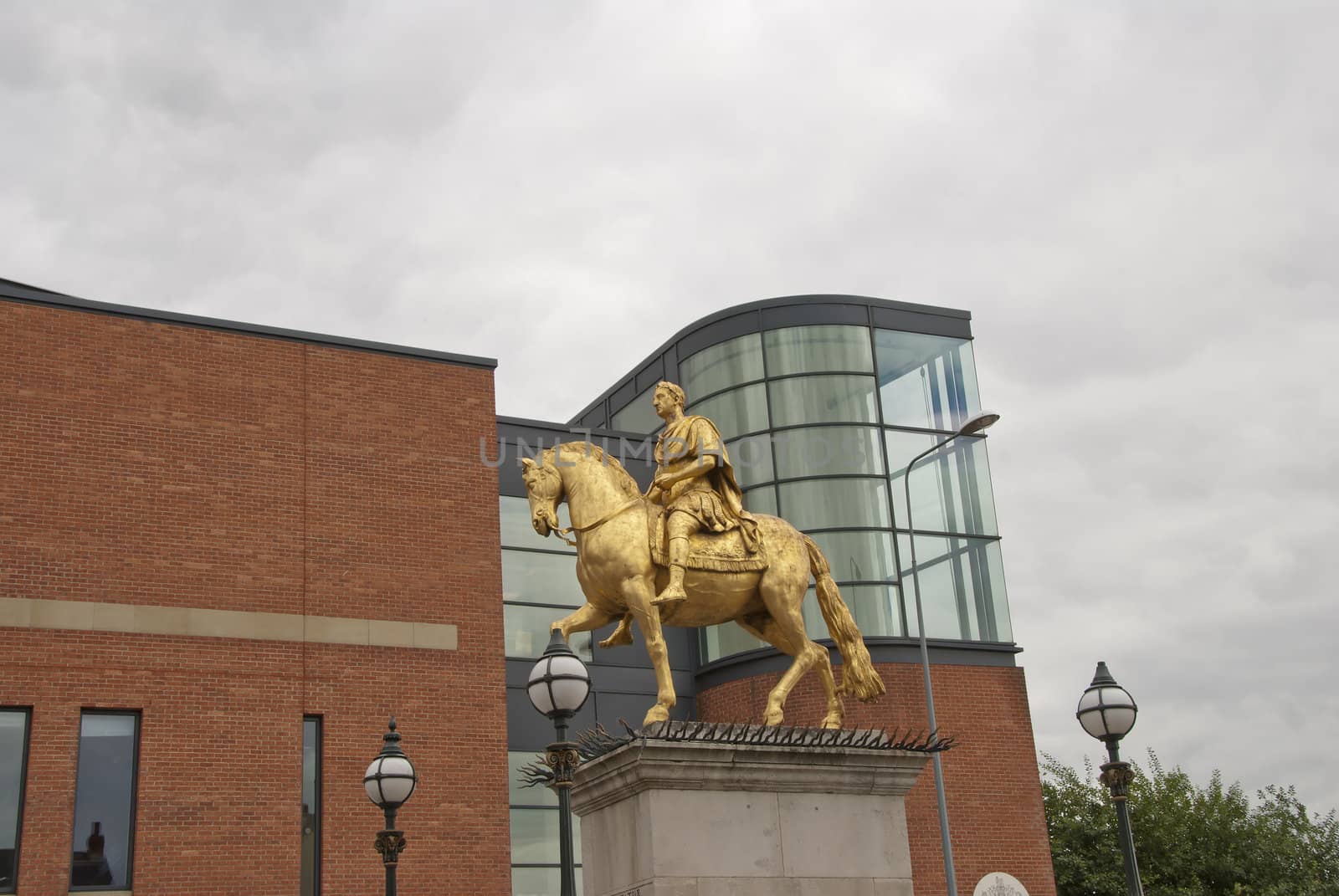 The Gold Coloured Statue of William of Orange potrayed as a Roman Emperor in Hull Yorkshire
