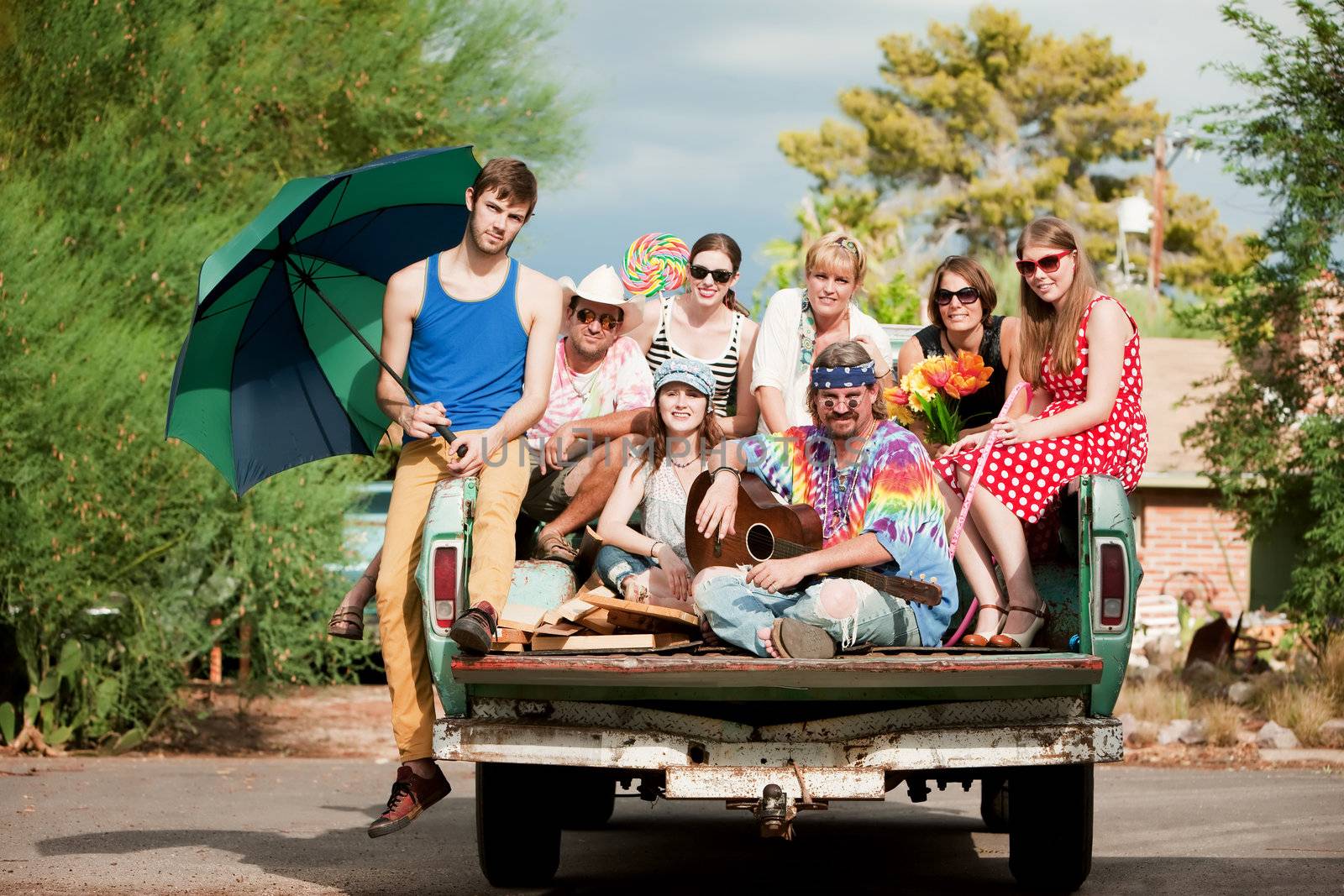 Groovy Group in the Back of Truck by Creatista