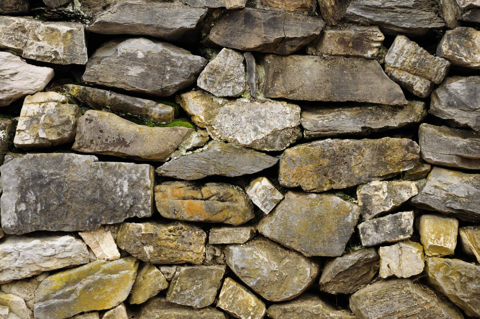 Wall of natural non-masonry rock