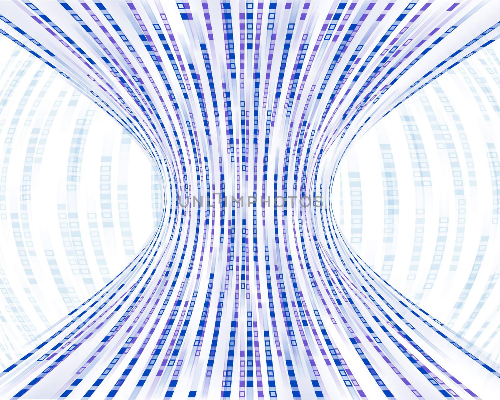 Flowing blue boxes representing binary code being constricted through a bottleneck