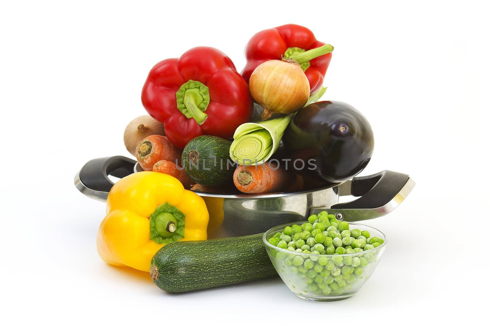 fresh vegetables in a cooking pot
