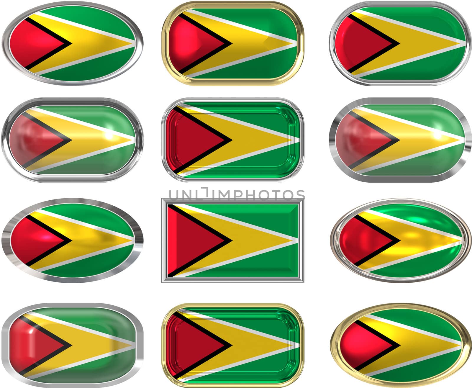 twelve buttons of the Flag of Guyana by clearviewstock